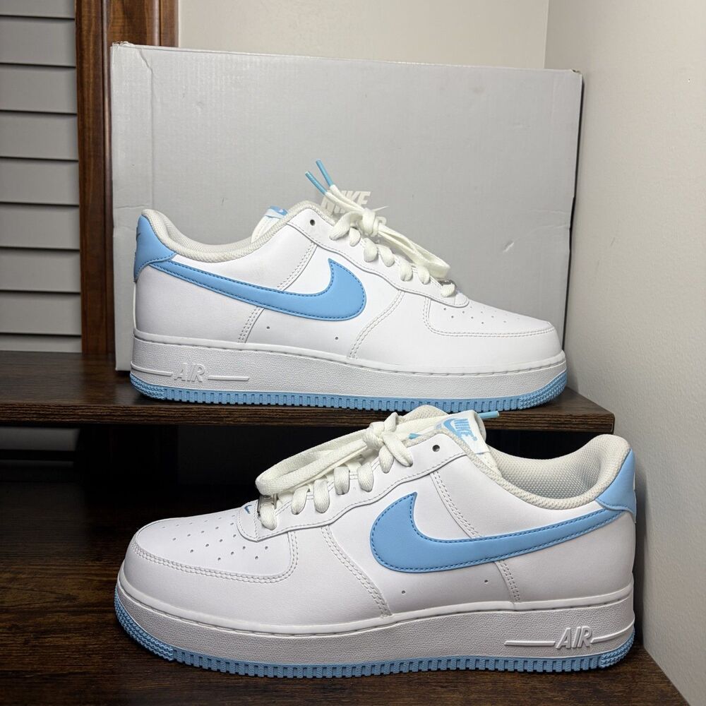 Size 10.5 - Nike Air Force 1 Low '07 White Aquarius Blue (Brand New)